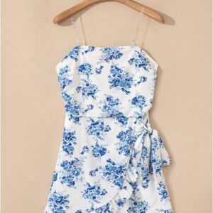Floral Blue and White Romper